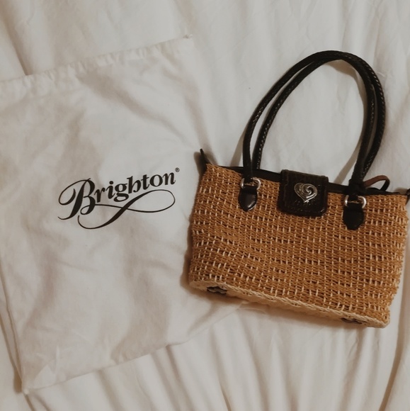 Brighton Handbags - Brighton Tan and brown wicker straw handbag